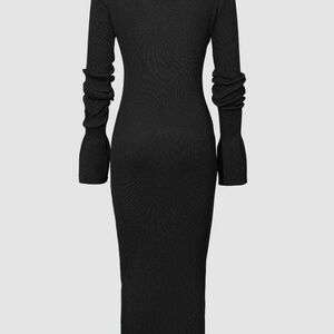 Shell Sleeve Ribbed Buttons Down Maxi Dress Mesh